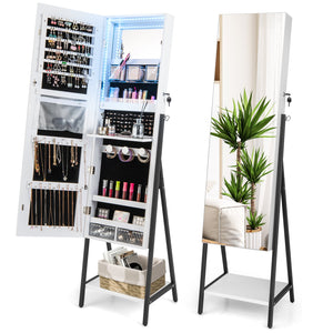 Freestanding Jewelry Cabinet with Full-Length Mirror-White view 4