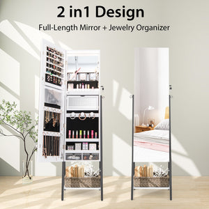 Freestanding Jewelry Cabinet with Full-Length Mirror-White view 7