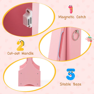 Freestanding Kids Jewelry Armoire Cabinet with Storage and 2 Tilt Angles-Pink view 9