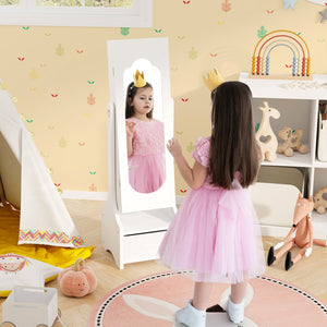 Freestanding Kids Jewelry Armoire Cabinet with Storage and 2 Tilt Angles-White view 3