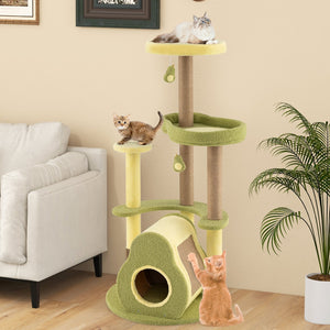 Freestanding Multi-level Avocado Cat Tower with Private Condo-Green view 2