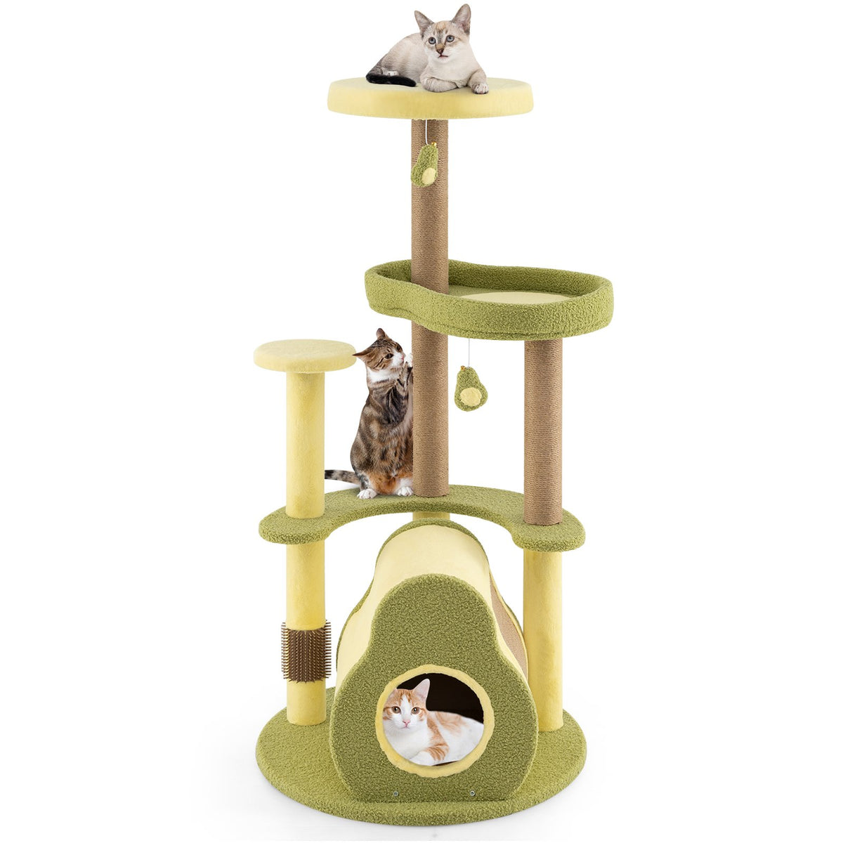 Freestanding Multi-level Avocado Cat Tower with Private Condo-Green view 4