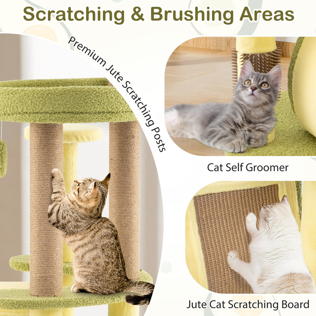Freestanding Multi-level Avocado Cat Tower with Private Condo-Green view 6