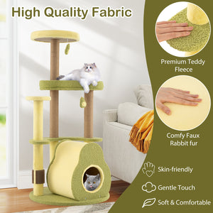 Freestanding Multi-level Avocado Cat Tower with Private Condo-Green view 7