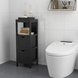 Freestanding Storage Cabinet with 2 Removable Drawers for Bathroom-Black view 2