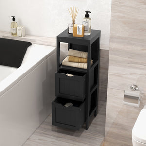 Freestanding Storage Cabinet with 2 Removable Drawers for Bathroom-Black view 3
