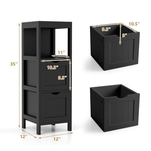 Freestanding Storage Cabinet with 2 Removable Drawers for Bathroom-Black view 4