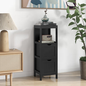 Freestanding Storage Cabinet with 2 Removable Drawers for Bathroom-Black view 5