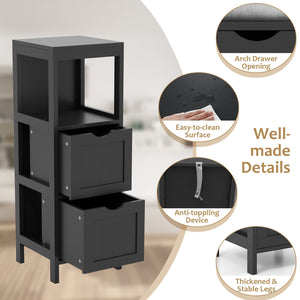 Freestanding Storage Cabinet with 2 Removable Drawers for Bathroom-Black view 7