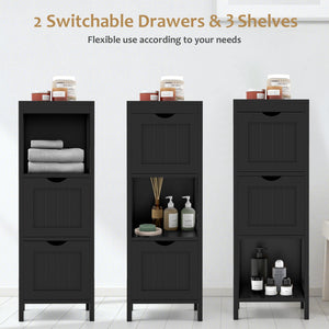 Freestanding Storage Cabinet with 2 Removable Drawers for Bathroom-Black view 8