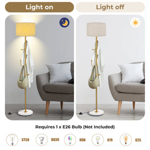 Freestanding Tall Pole Lamp with 5 Hooks and Sturdy Weighted Base view 6