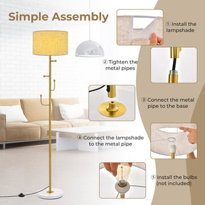 Freestanding Tall Pole Lamp with 5 Hooks and Sturdy Weighted Base view 8