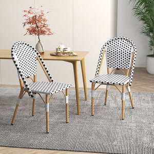 French Bistro Chair Set of 2 with Galvanized Metal Framex-White view 2