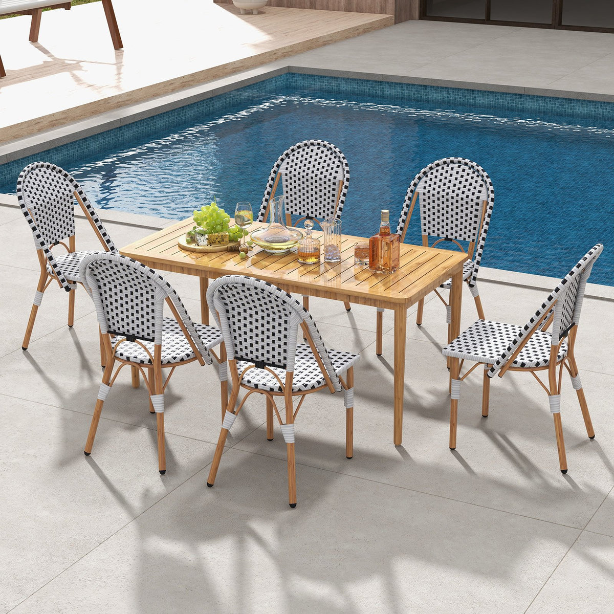 French Bistro Chair Set of 2 with Galvanized Metal Framex-White view 5