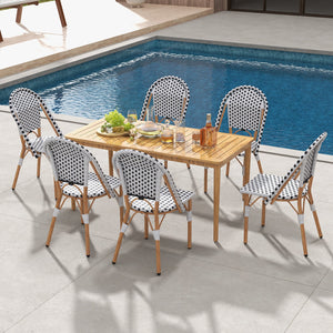 French Bistro Chair Set of 2 with Galvanized Metal Framex-White view 5