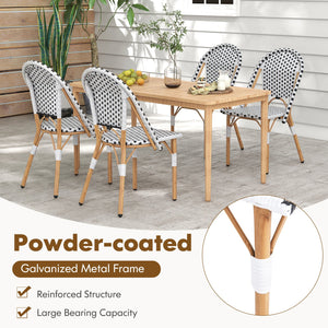 French Bistro Chair Set of 2 with Galvanized Metal Framex-White view 7