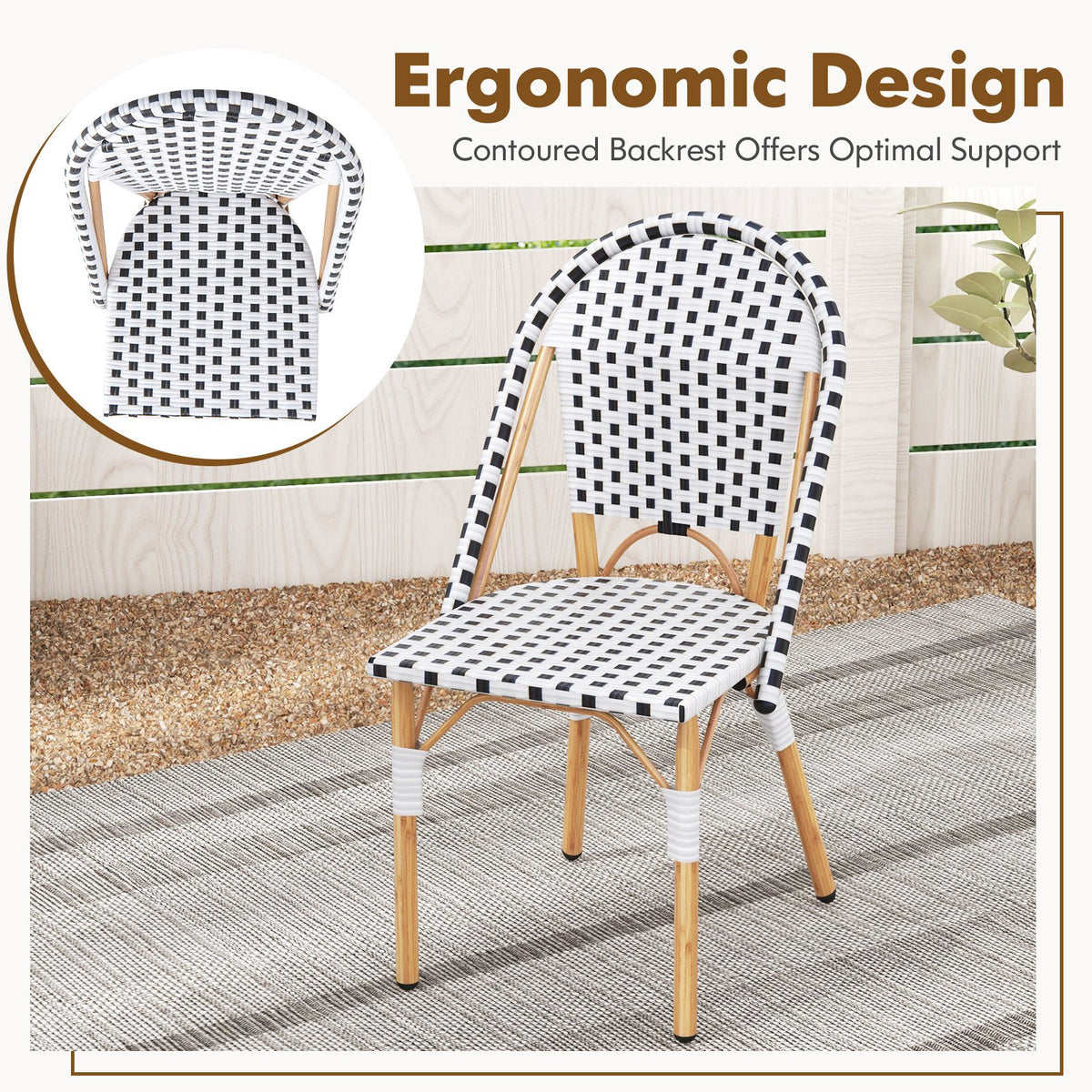 French Bistro Chair Set of 2 with Galvanized Metal Framex-White view 8