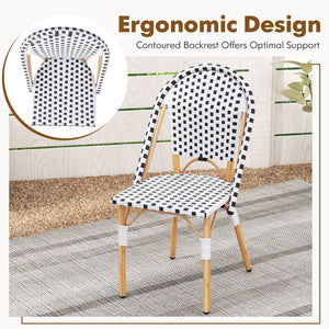 French Bistro Chair Set of 2 with Galvanized Metal Framex-White view 8