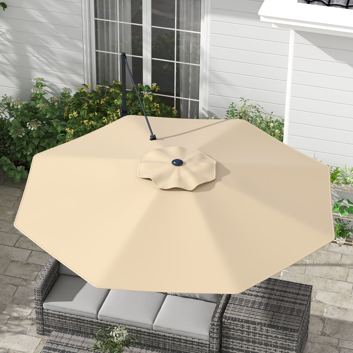 10 FT Cantilever Umbrella, Aluminum Hanging Offset Umbrella with 360°Rotation, Crank, Tilt, Cross Base, Grey