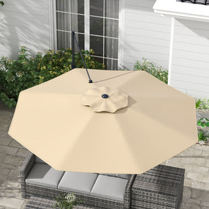 10 FT Cantilever Umbrella, Aluminum Hanging Offset Umbrella with 360°Rotation, Crank, Tilt, Cross Base, Grey