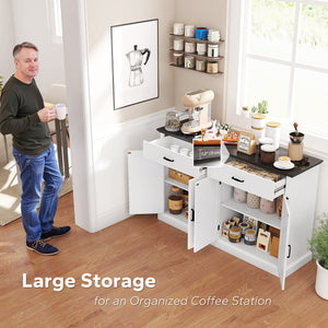 30" Buffet Cabinet, Farmhouse Sideboard with 1.2" Thick Top, 2 Barn Doors, Drawer and Adjustable Shelf – view 11