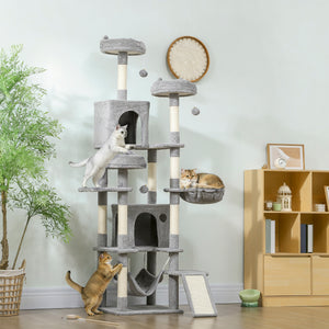 76" Large Cat Tree for Indoor Cats with 8 Scratching Posts, 3 Plush Beds, 2 Hammocks, 2 Large Condos, Ramp – view 14