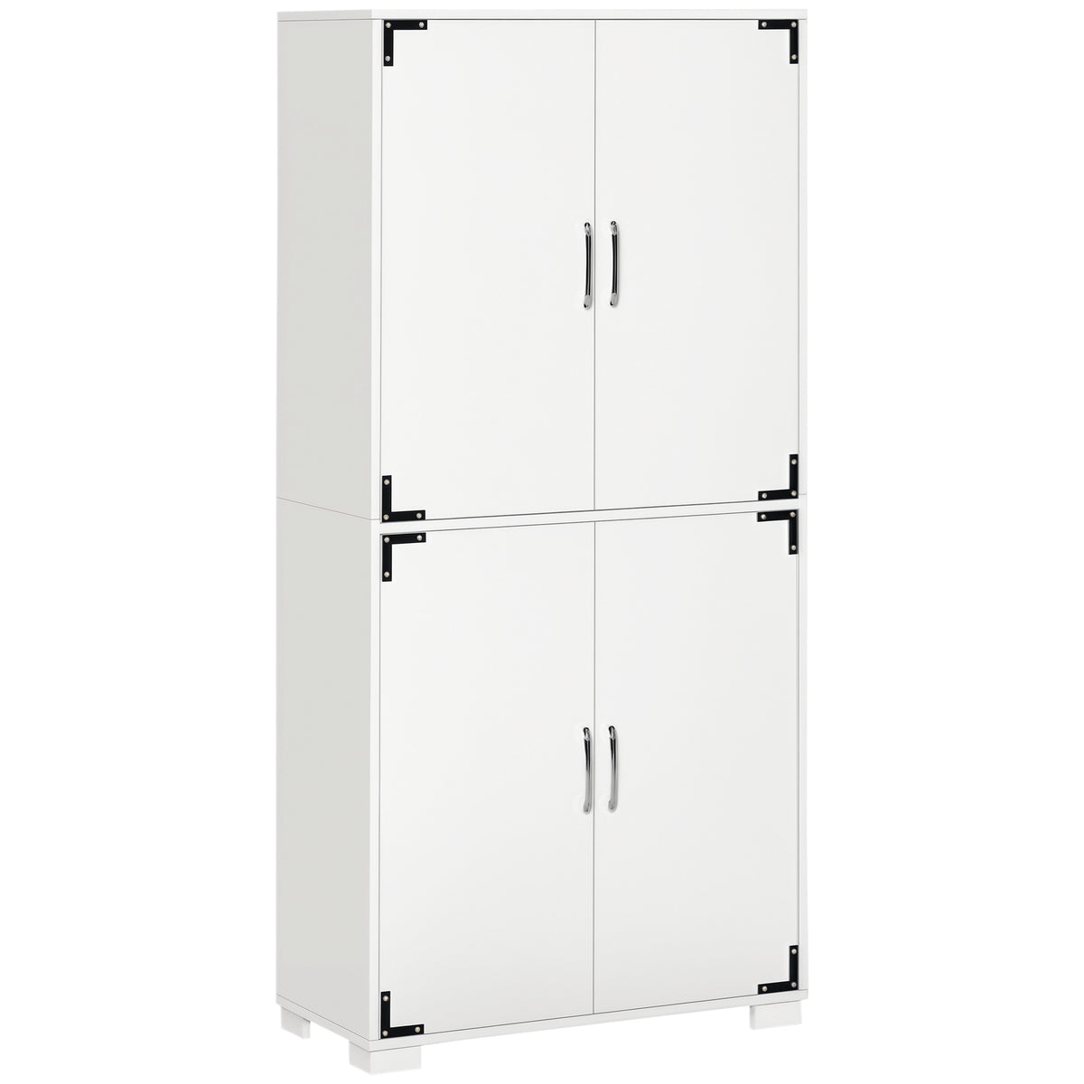 Farmhouse Kitchen Pantry Storage Cabinet with 4 Doors, Kitchen Cabinet with Shelves, White