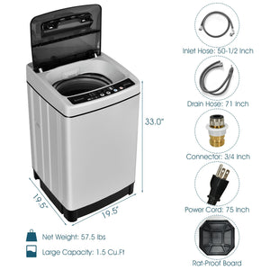 Full-Automatic Washing Machine 1.5 Cu.Ft 11 LBS Washer and Dryer-Gray view 3