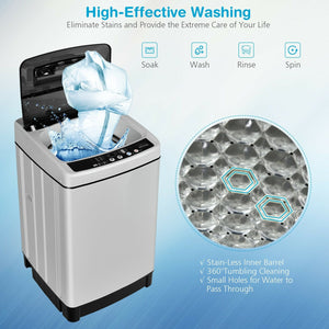 Full-Automatic Washing Machine 1.5 Cu.Ft 11 LBS Washer and Dryer-Gray view 7