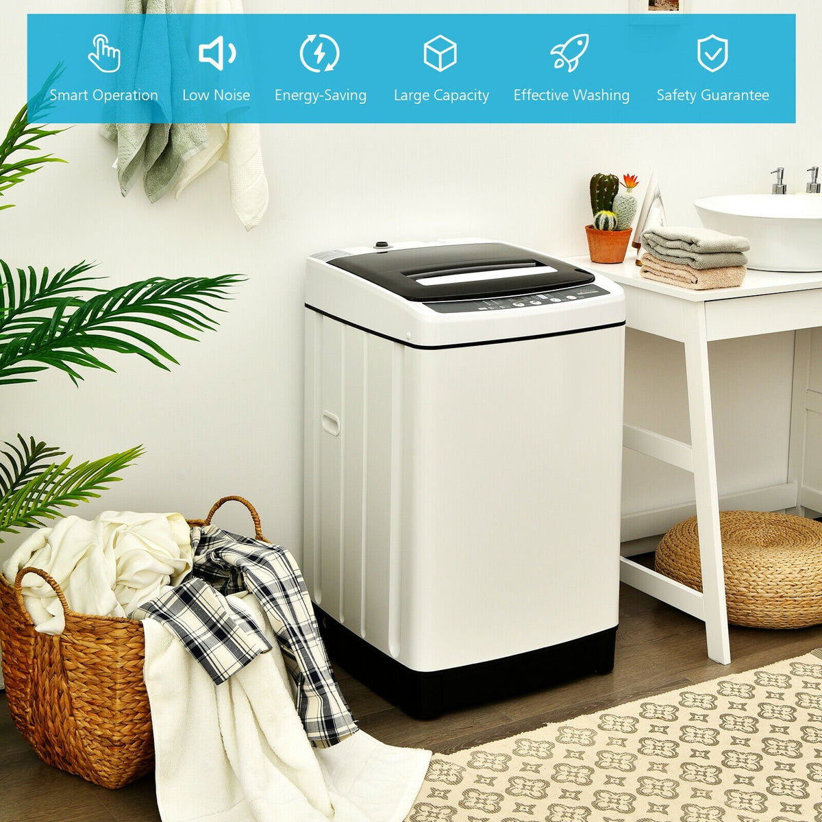 Full-Automatic Washing Machine 1.5 Cubic Feet 11 LBS Washer-White view 7