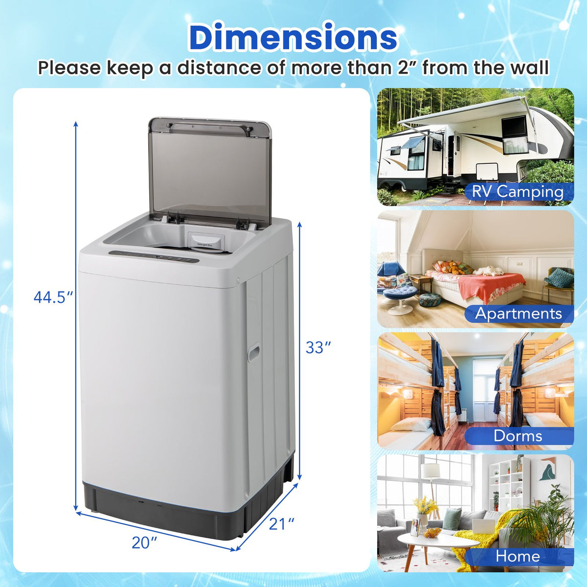 Full-Automatic Washing Machine Washer and Spin Combo-Grey view 3