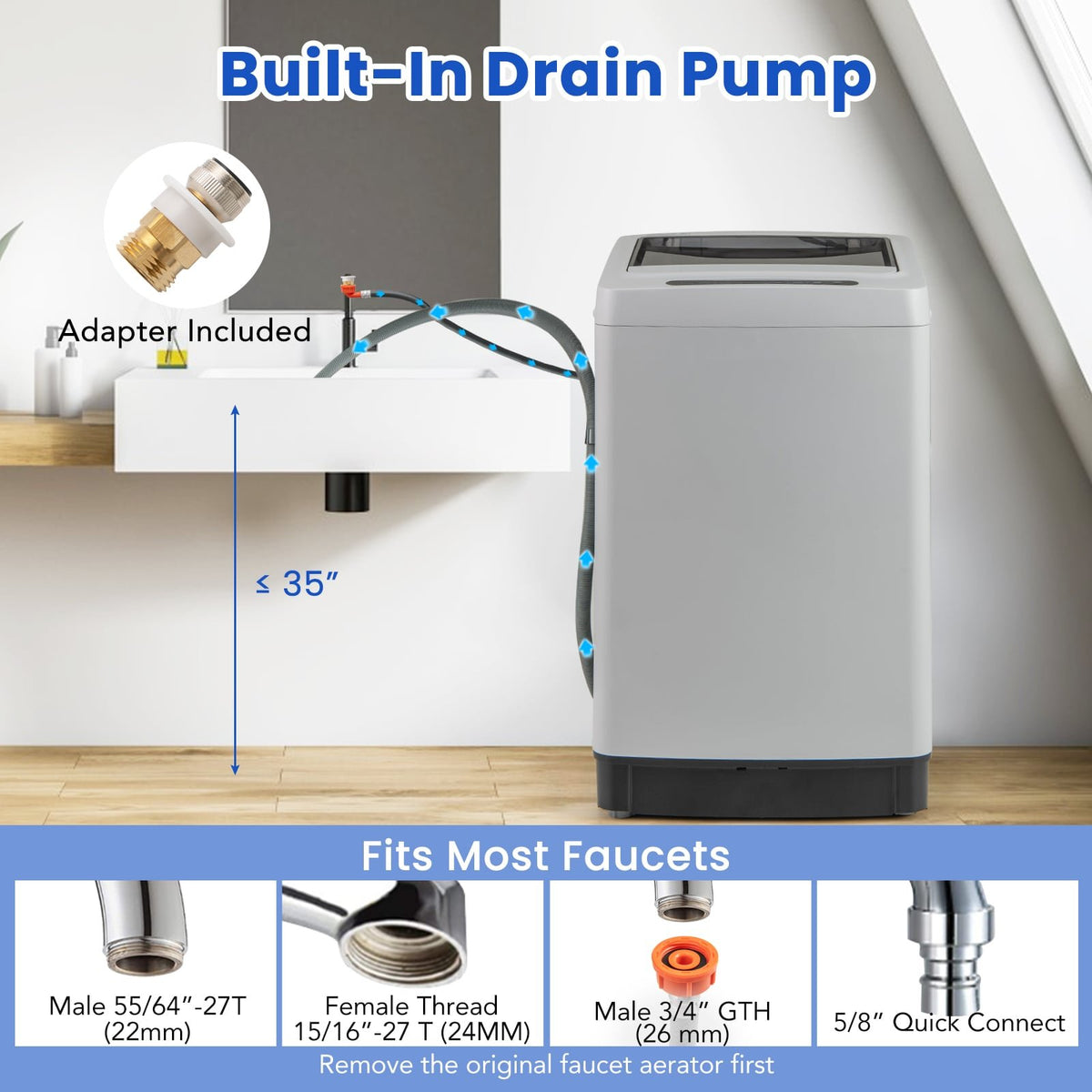Full-Automatic Washing Machine Washer and Spin Combo-Grey view 9