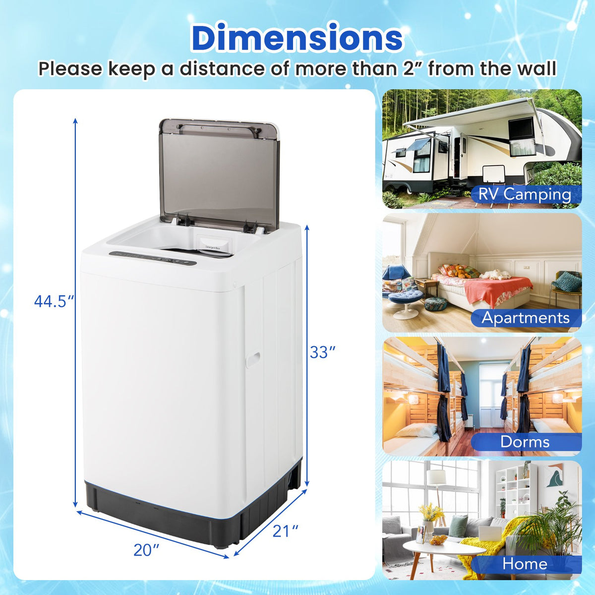 Full-Automatic Washing Machine Washer and Spin Combo-White view 3