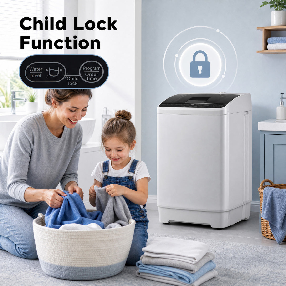 Full Automatic Washing Machine with 8 Preset Programs 6 Water Levels and Built-in Drain Pump-Gray view 8