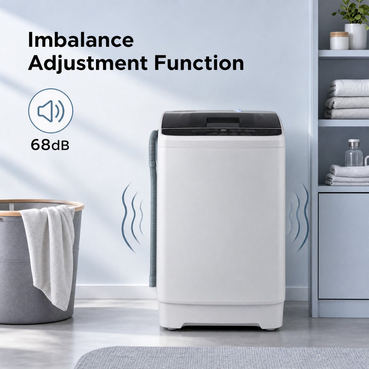 Full Automatic Washing Machine with 8 Preset Programs 6 Water Levels and Built-in Drain Pump-Gray view 9