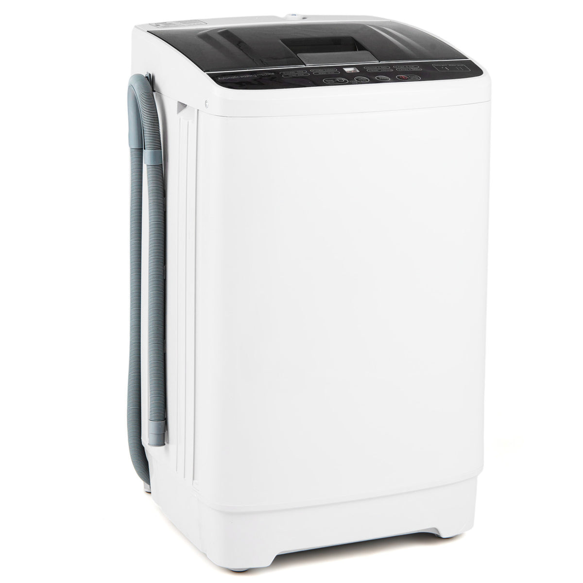 Full Automatic Washing Machine with 8 Preset Programs 6 Water Levels and Built-in Drain Pump-White