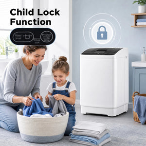 Full Automatic Washing Machine with 8 Preset Programs 6 Water Levels and Built-in Drain Pump-White view 8