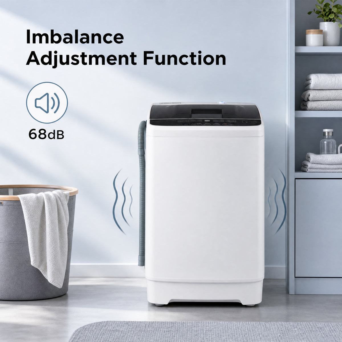 Full Automatic Washing Machine with 8 Preset Programs 6 Water Levels and Built-in Drain Pump-White view 9