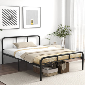 Full Bed Frame with Headboard and Footboard No Box Spring Needed-Black view 2