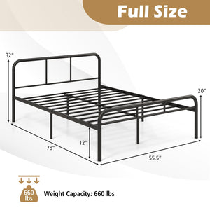 Full Bed Frame with Headboard and Footboard No Box Spring Needed-Black view 4