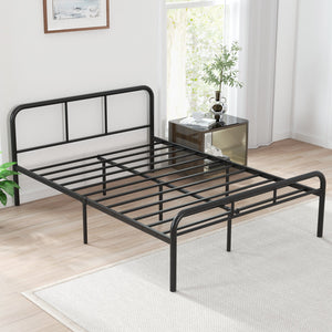 Full Bed Frame with Headboard and Footboard No Box Spring Needed-Black view 6