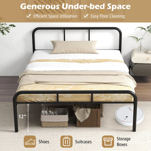 Full Bed Frame with Headboard and Footboard No Box Spring Needed-Black view 7