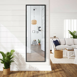 Full Length Metal Door Mirror with Adjustable Hook-Black view 3