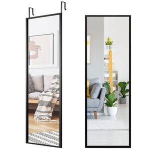 Full Length Metal Door Mirror with Adjustable Hook-Black view 4