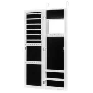 Full Length Mirror Jewelry Cabinet with Ring Slots and Necklace Hooks-White view 4
