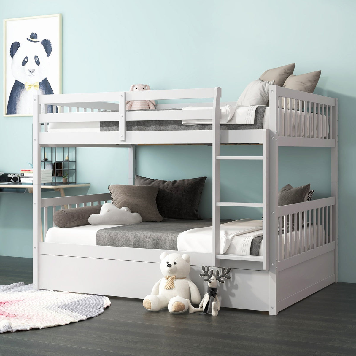 Full over Full Bunk Bed Platform Wood Bunk Bed view 6