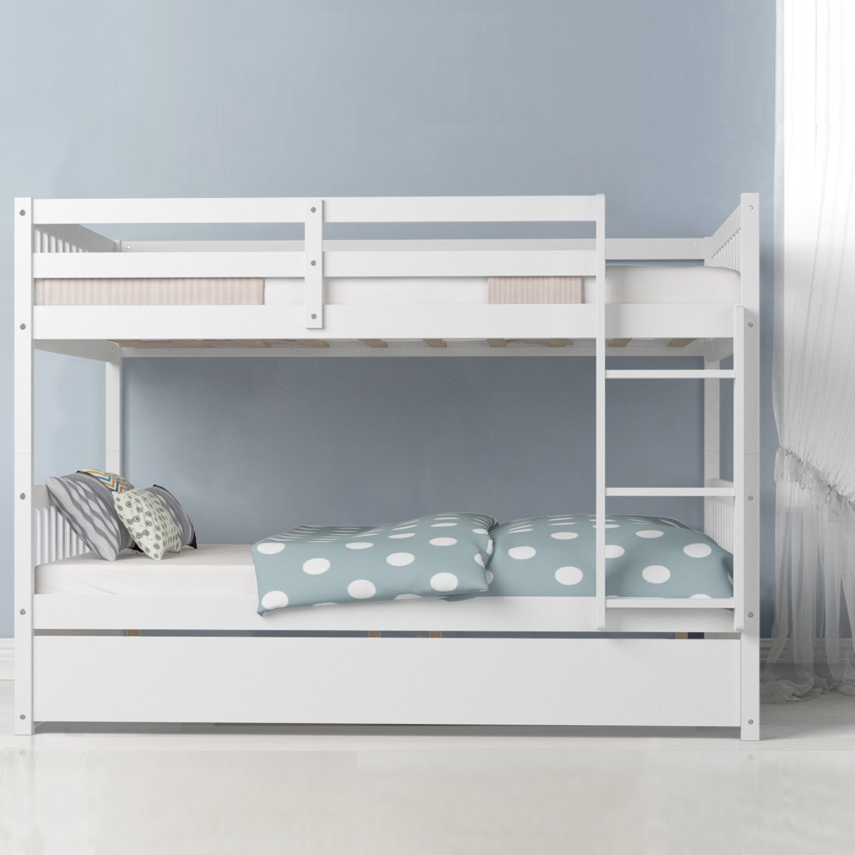 Full over Full Bunk Bed Platform Wood Bunk Bed view 7