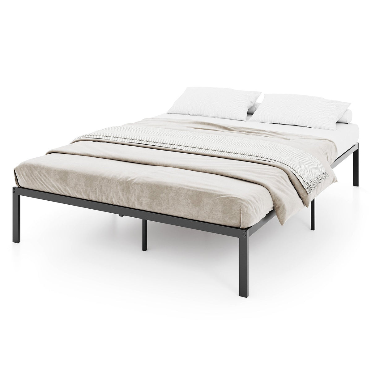 Full/Queen/King Size Metal Bed Frame Heavy Duty Support Slats Mattress Foundation-Full Size view 4