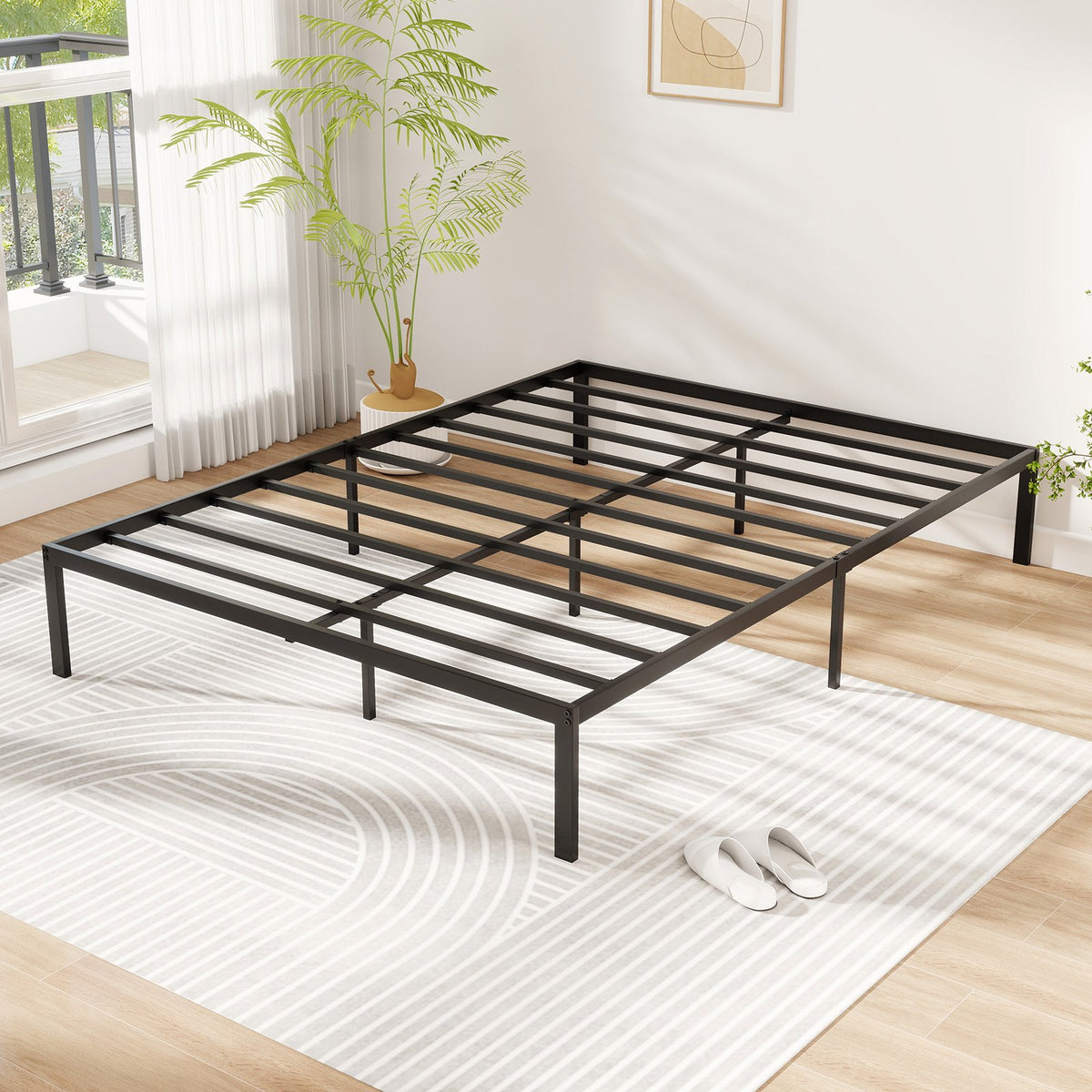 Full/Queen/King Size Metal Bed Frame Heavy Duty Support Slats Mattress Foundation-Full Size view 6