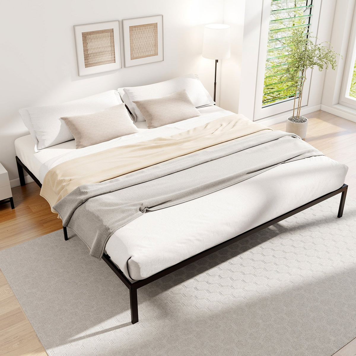 Full/Queen/King Size Metal Bed Frame Heavy Duty Support Slats Mattress Foundation-King Size view 2
